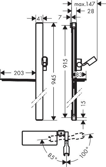 Hansgrohe Unica E brusestang 90CM - Krom