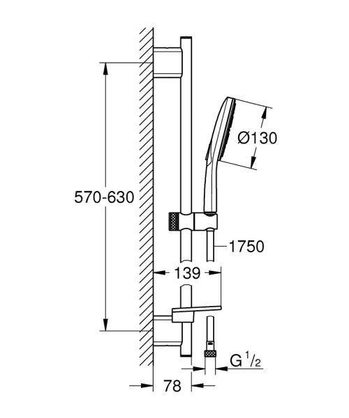 Grohe Rainshower SmartActive 130 brusesæt - Krom