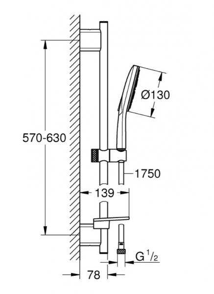 Grohe Rainshower SmartActive 130 Brusesæt - 3 spray - Krom