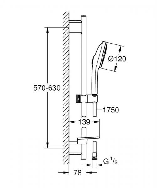 Grohe Euphoria 120 brusesæt 3 spray - Krom Grohe Euphoria 120 brusesæt 3 spray - Krom