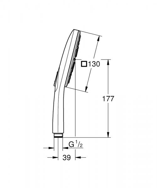 Grohe Rainshower SmartActive 130 Cube h&aring;ndbruser - 3 spray - B&oslash;rstet hard graphite