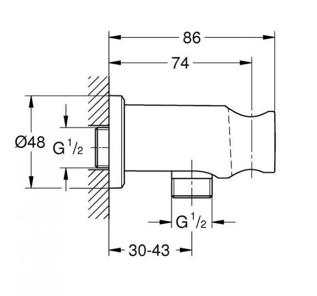 Grohe Rainshower slangeudtag m/bruseholder - Mat sort Grohe Rainshower slangeudtag m/bruseholder - Mat sort