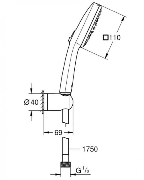 Grohe Vitalio Comfort 110 håndbruser 2 sprays m/vægholder og WaterSaving