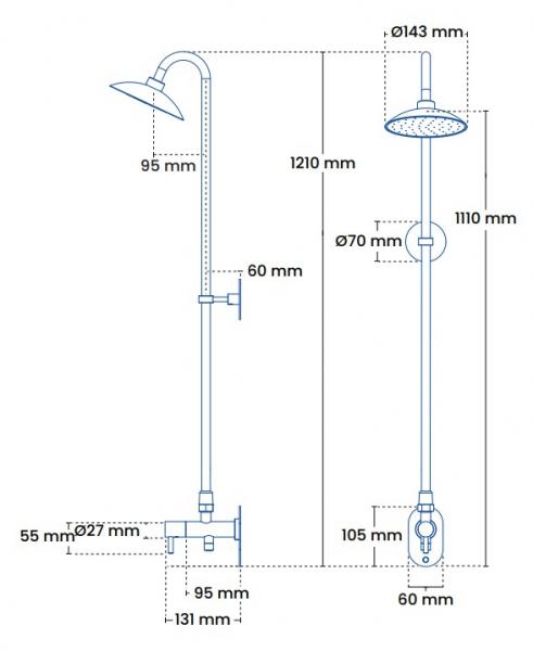 Frostline Eqi S udebruser t/væg m/1 greb - 150-350 mm - Rustfrit stål