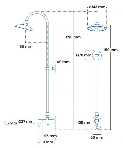 Frostline Eqi udebruser t/væg m/1 greb - 300-550 mm - Kobber