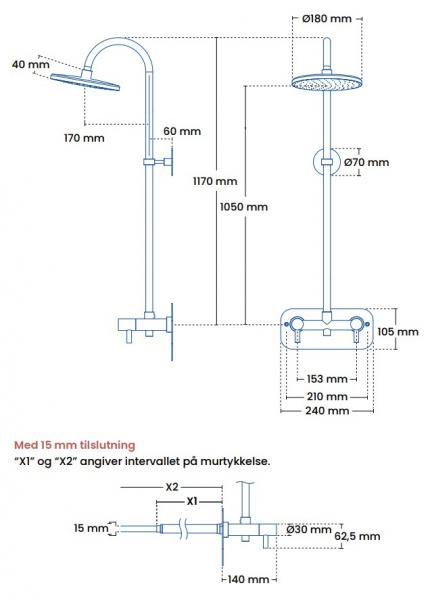 Frostline Duo frostfri udebruser - 300-550 mm - Mat sort