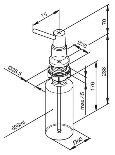 Damixa Sæbedispenser - 75 mm dyse - Flad knap