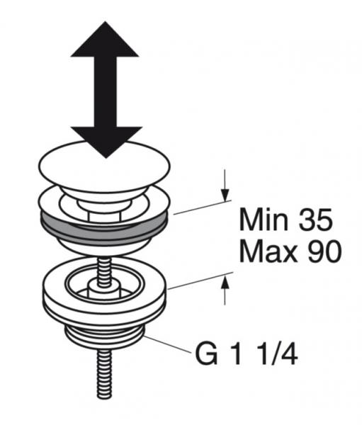 Gustavsberg push-down bundventil til vask - Mat sort