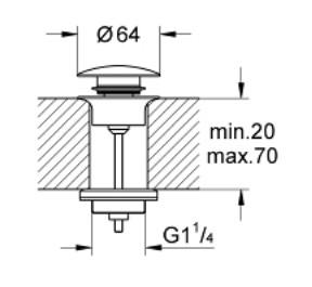 Grohe push-open bundventil 1 1/4 - Krom