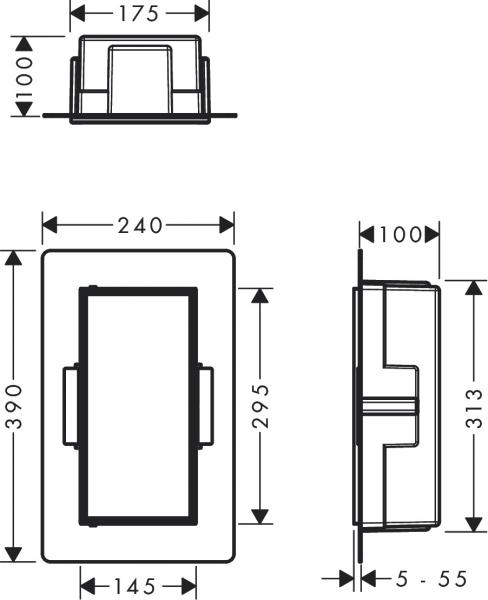 Hansgrohe XtraStoris indbygget hylde med flisebar låge 300x150x100 - Mat hvid