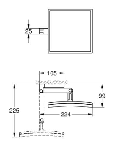 Grohe Selection Cube make-up spejl m/3 x forstørrelse - Krom