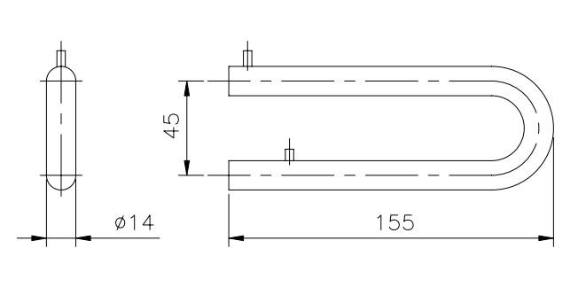 d line hyldebeslag Ø14 x 120 mm - Børstet rustfrit stål