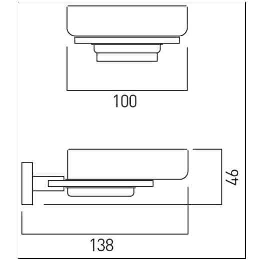 Strømberg Levin sæbeskål m/holder Krom/opalglas til væg montering