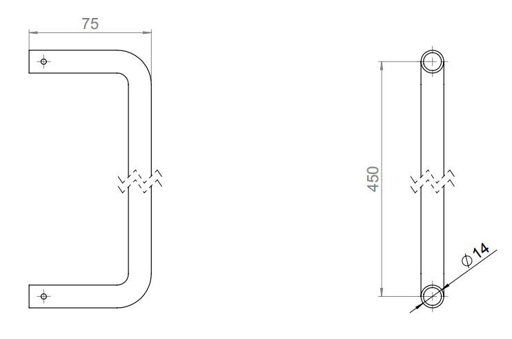d line Håndklædestang Ø14x450mm - Slebet rustfrit stål