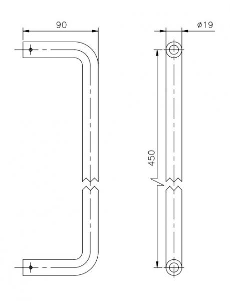 d line håndklædestang 450mm - Børstet rustfrit stål
