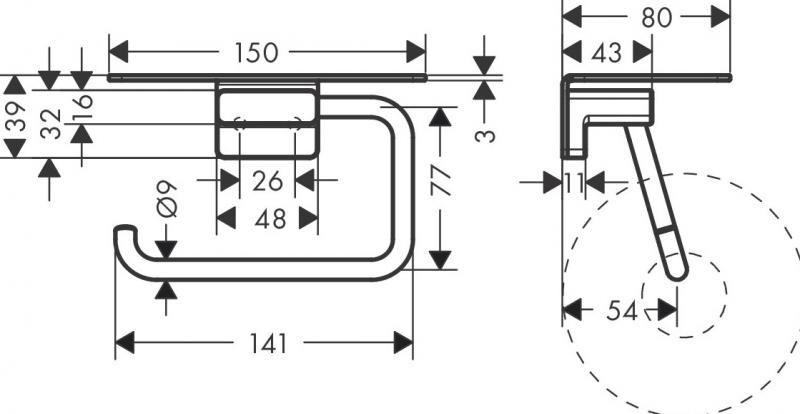 Hansgrohe AddStoris papirholder m/hylde - Mat hvid