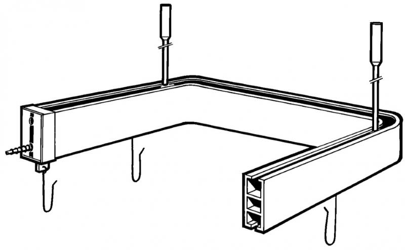 Van Der P badeforhængsstang 33x15 / 90x90x90cm U-form - Hvid