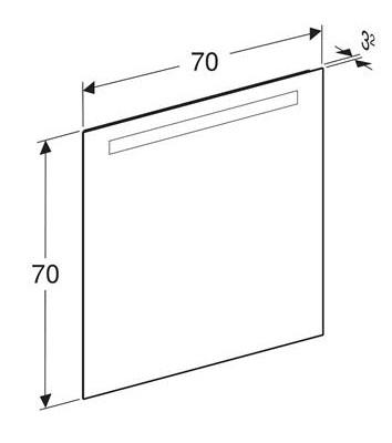 Geberit Option Basic Square spejl m/lys i top - 70 x 70 cm