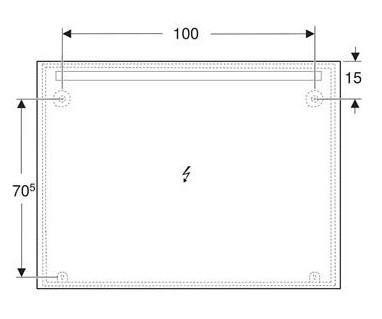 Geberit Option Basic Square spejl m/lys i top - 100 x 70 cm