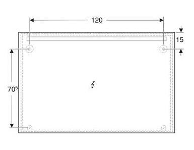 Geberit Option Basic Square spejl m/lys i top - 120 x 70 cm