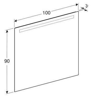 Geberit Option Basic Square spejl m/lys i top - 100 x 90 cm
