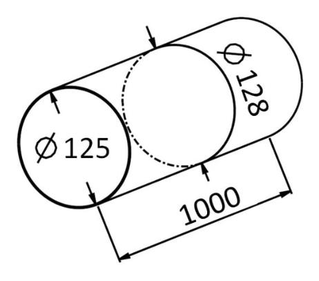 Rund kanalr&oslash;r PVC 1 meter - &Oslash;125 mm
