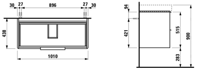 Laufen Base 101 underskab m/ 2 skuffer - mat hvid