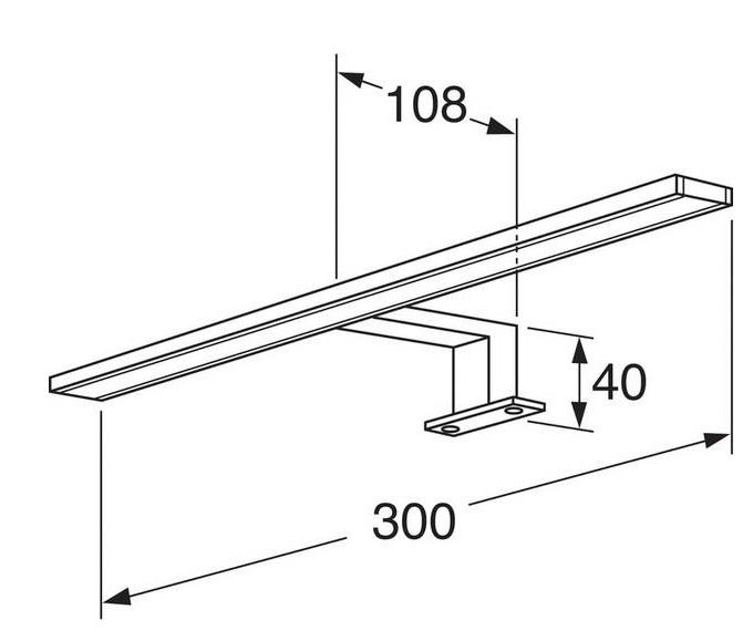 Gustavsberg belysning til spejl og spejlskab - 30 cm - Krom