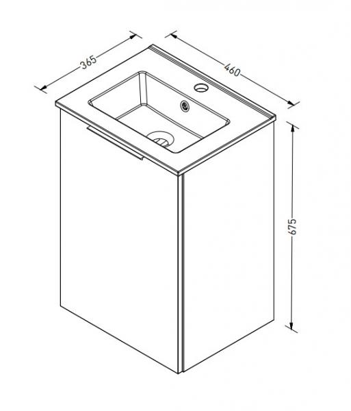 Sanibell Online 46 komplet mini badeværelsesmøbel - Flatpack - Mat sort