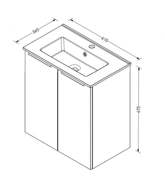 Sanibell Online 60 komplet mini badeværelsesmøbel - Flatpack - Mat sort