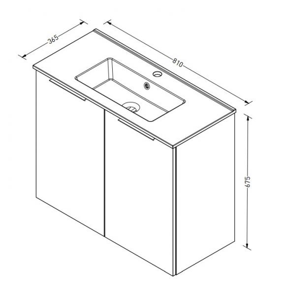 Sanibell Online 80 komplet mini badeværelsesmøbel - Flatpack - Hvid højglans