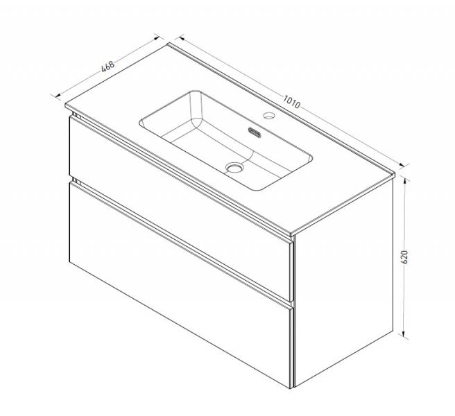 Sanibell Proline 100 m&oslash;bels&aelig;t m/2 asymmetriske skuffer - Sort eg
