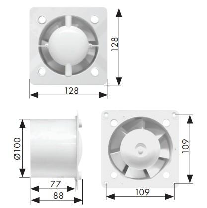 Unite Silent ventilator m/ timer, hygrostat og frontpanel t/ flisemontering
