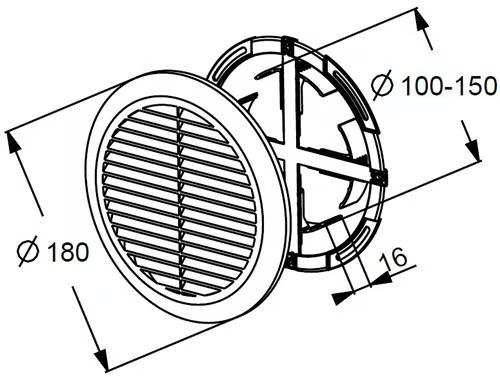 UNITE VENT. RIST PLAST T36M &Oslash;100-150 MM