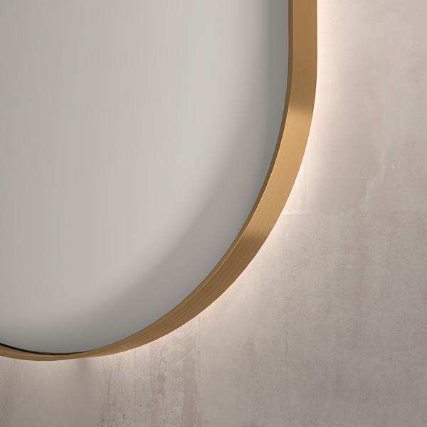 Sanibell Ink SP21 ovalt spejl m/backlight, varme og sensor 40 x 80 - Børstet mat guld