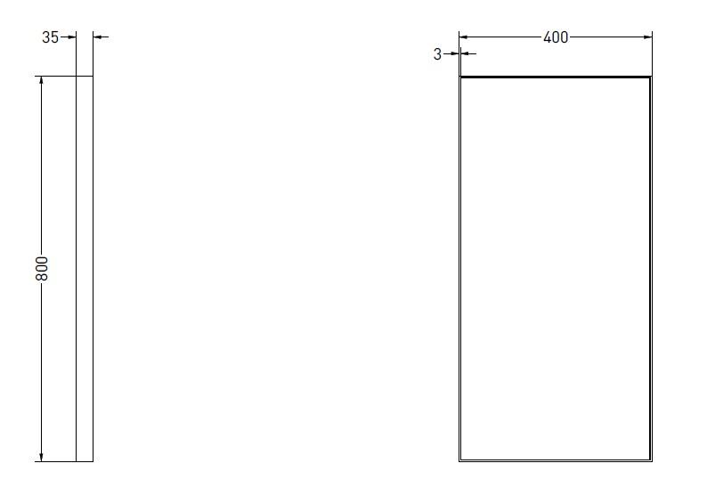 Sanibell Ink SP18 vendbart spejl m/ramme - Mat sort - 40 x 80 cm