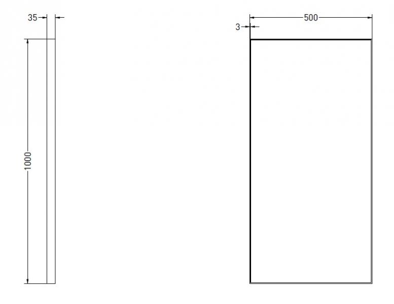 Sanibell Ink SP18 vendbart spejl m/ramme - Mat sort - 50 x 100 cm