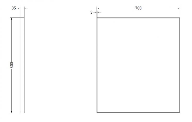 Sanibell Ink SP18 vendbart spejl m/ramme - Mat sort - 70 x 80 cm