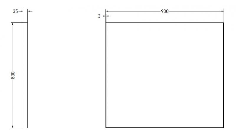 Sanibell Ink SP18 vendbart spejl m/ramme - Mat sort - 90 x 80 cm