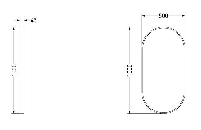 Sanibell Ink SP28 ovalt spejl m/lys, varme og sensor 50 x 100 cm - Børstet kobber