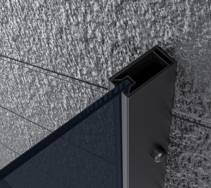 Nortiq fast brusevæg 100x190 - Mørkt glas/mat sort Nortiq fast brusevæg 100x190 - Mørkt glas/mat sort