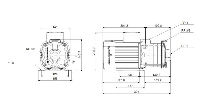 Grundfos CM 3-3 centrifugalpumpe - A-R-A-E-AQQE C1-A-A-N