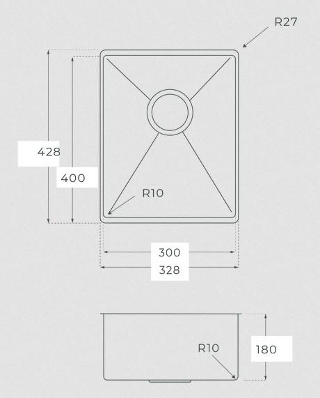 Secher Kolding 300 k&oslash;kkenvask i rustfri st&aring;l