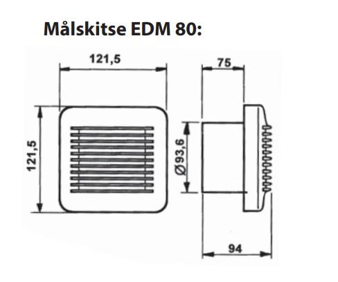Thermex EDM 80 badeværelsesventilator (standard model) 230V, hvid