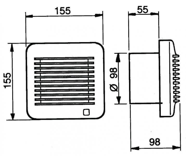 Thermex EDM 100CHMZ Ventilator med hygrostat, snorafbryder & kuglelejer, Ø100 mm, Hvid