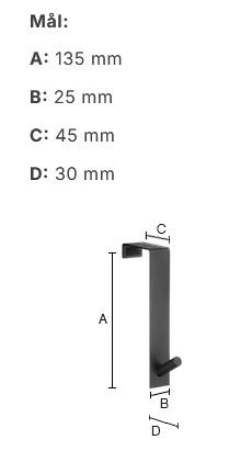 Beslagsboden enkel krog til d&oslash;r - Rustfrit st&aring;l