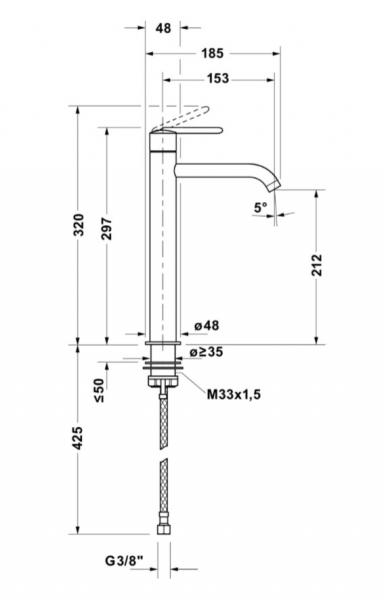 Duravit Balcoon XL bowlearmatur m/FreshStart og MinusFlow - Mat sort