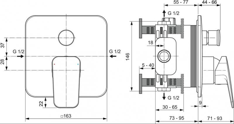 B&oslash;rma Brusearmatur indbygning Kit-2 m/omskifter