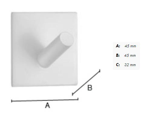 Beslagsboden firkantet selvklæbende håndklædekrog 45 - Mat hvid