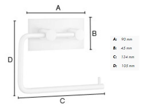 Beslagsboden selvklæbende toiletpapirholder - Firkantet - Mat hvid